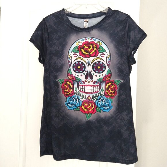 Sugar Skull, Day of the Dead Tee - Jr. XL or Woman's S/M - Picture 1 of 3